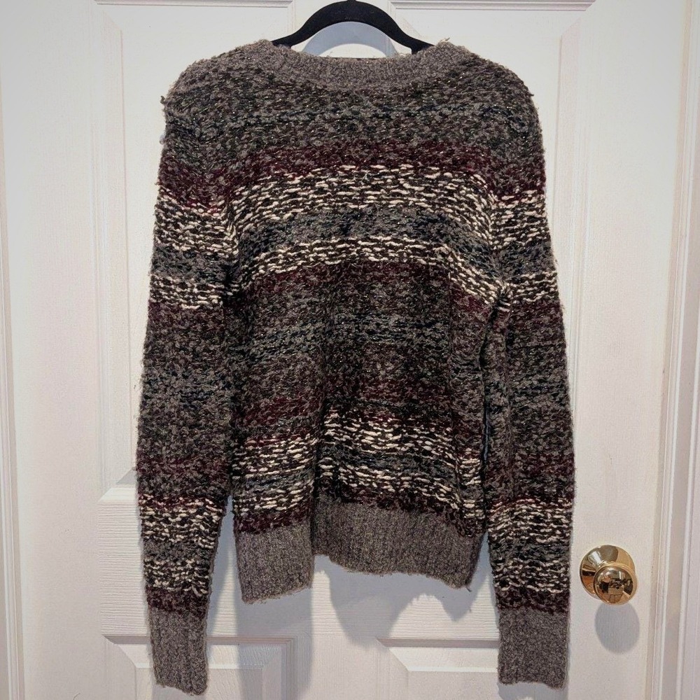 Y2K Grunge Abercrombie & Fitch Marled Stripe Chunky Knit Tinsel Sweater Large - Picture 1 of 5